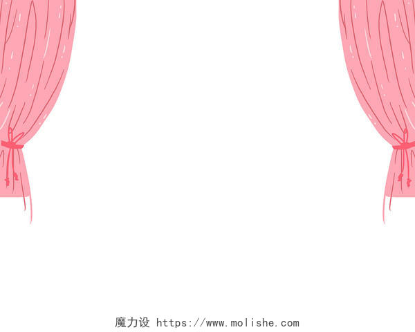 粉色手绘卡通窗帘元素PNG素材